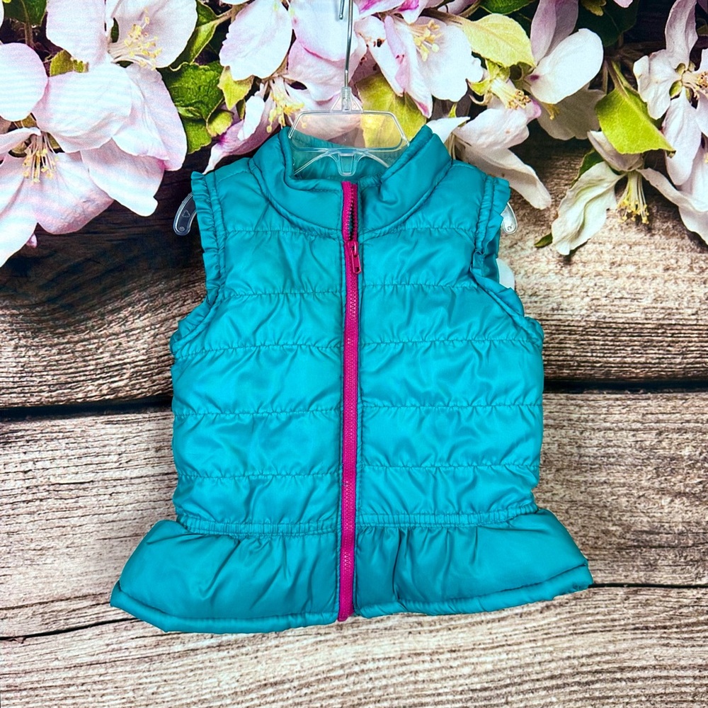 Nannette Toddler Girls Watercolor Flared Hem Zip Up Vest Outerwear 18M